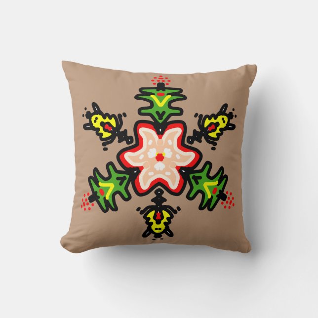 Grünes florales Mandala Kissen (Vorderseite)