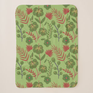 Grünes florales nahtloses Muster Blumen, Zweig, Bl Sherpadecke