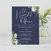 Grünes Florales Navy Blau Probeessen Einladung (Stehend Vorderseite)