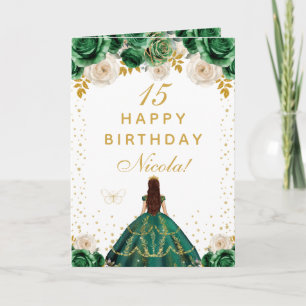 Grünes Florales Prinzessin Happy Birthday Karte