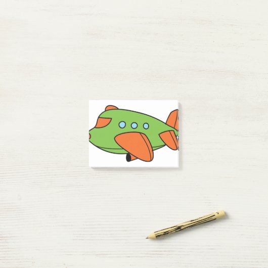 Grünes Flugzeug Post-it Klebezettel (Auf Schreibtisch)