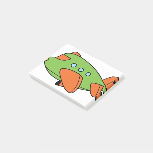 Grünes Flugzeug Post-it Klebezettel (angewinkelt)