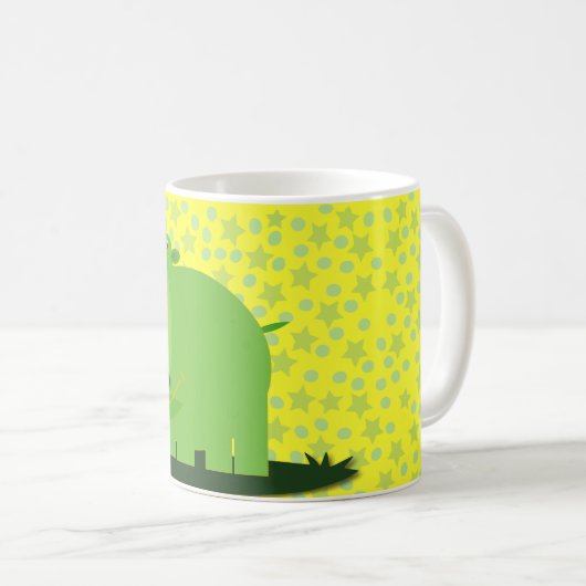 Grünes Flusspferd Kaffeetasse (VorderseiteRechts)