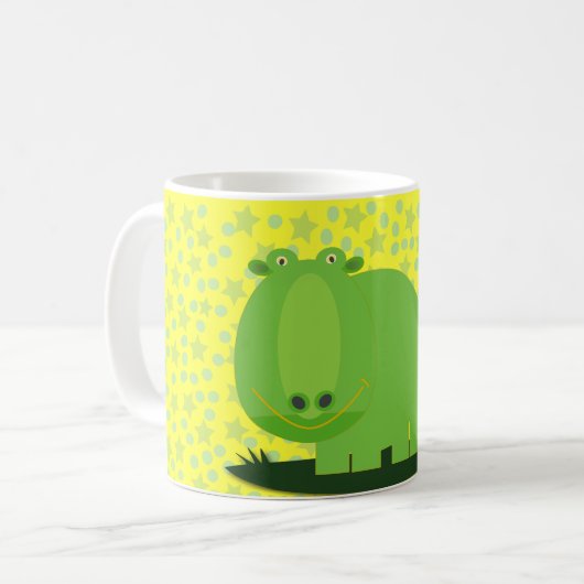 Grünes Flusspferd Kaffeetasse (Vorderseite Links)