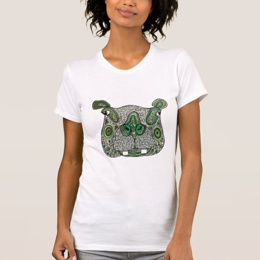 Grünes Flusspferd T-Shirt (Vorderseite)