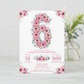 Grünes Foliage Girl Pink Blume Einladung (Stehend Vorderseite)