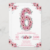 Grünes Foliage Girl Pink Blume Einladung (Vorne/Hinten)