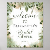 Grünes Foliage Green Gold Brautparty Willkommen Poster (Vorne)