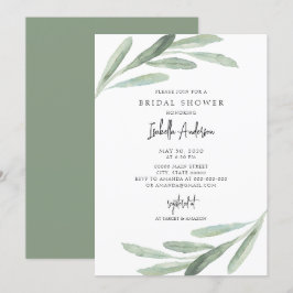 Grünes Foliage Olive Branch Brautparty Einladung