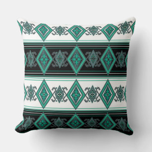 Grünes Folkdesign Reversible Pillow Kissen