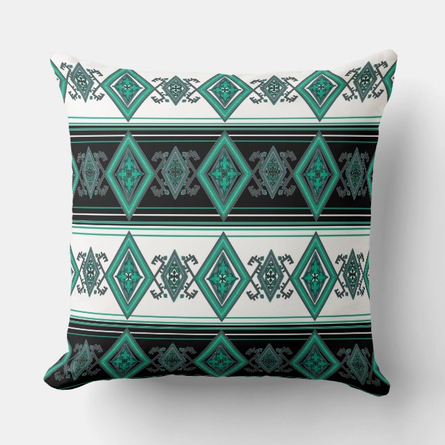 Grünes Folkdesign Reversible Pillow Kissen (Vorderseite)