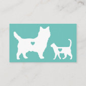 Grünes, formales Katzen Hund Herzentier Visitenkarte (Rückseite)