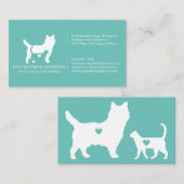 Grünes, formales Katzen Hund Herzentier Visitenkarte (Vorne/Hinten)
