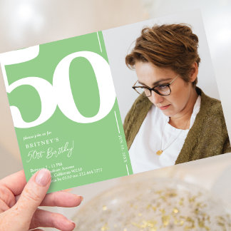 Grünes Foto 50. Geburtstagsparty Einladung