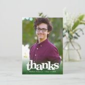 Grünes Foto Abschluss fett Typografie modern Dankeskarte (Stehend Vorderseite)