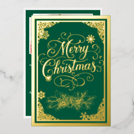 Grünes Foto an den Weihnachtsläppchen Folien Feiertagskarte