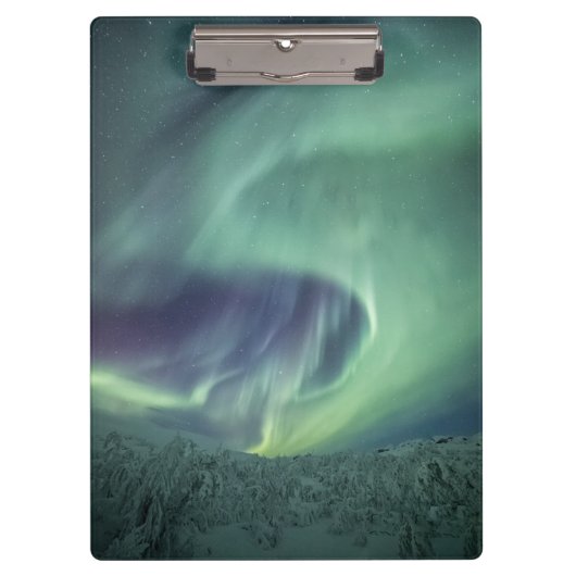 Grünes Foto Aurora Borealis Klemmbrett (Vorderseite)