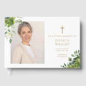 Grünes Foto Christlich Beerdigung Gedenkstätte Gästebuch (Vorderseite)