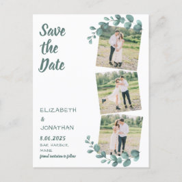 Grünes Foto Eukalyptus Wedding Save the Date Postkarte