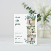 Grünes Foto Eukalyptus Wedding Save the Date Postkarte (Stehend Vorderseite)