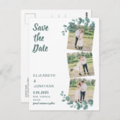Grünes Foto Eukalyptus Wedding Save the Date Postkarte (Vorne/Hinten)
