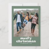 Grünes Foto Familie Frohe Weihnachtskarte Einladung (Vorderseite)