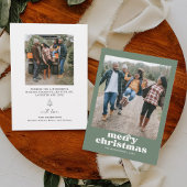 Grünes Foto Familie Frohe Weihnachtskarte Einladung