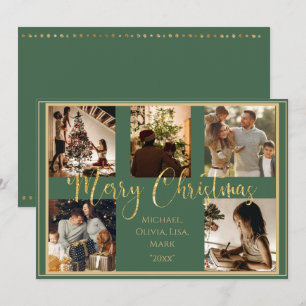 Grünes Foto Frohe Weihnachten Gold Schriftzug Feie