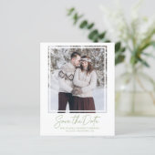 Grünes Foto für den Haushaltssatz Save the Date (Stehend Vorderseite)