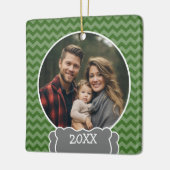 Grünes Foto mit Jahr Keramikornament (Links)