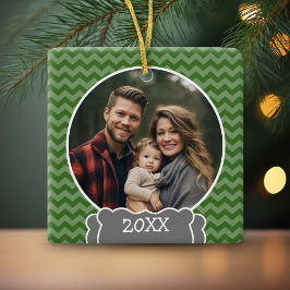 Grünes Foto mit Jahr Keramikornament