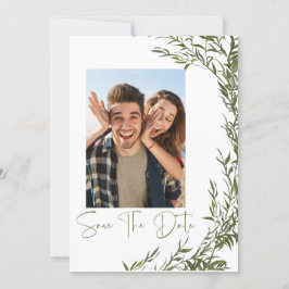 Grünes Foto Save the Date Einladung