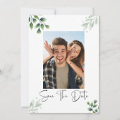 Grünes Foto Save the Date Einladung (Vorderseite)