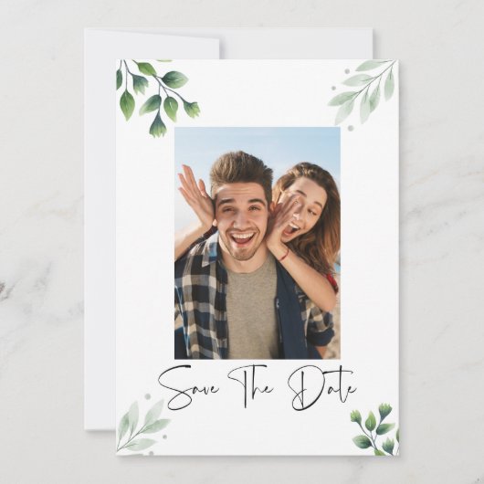 Grünes Foto Save the Date Einladung (Vorderseite)