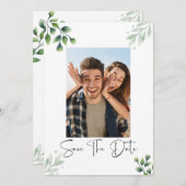 Grünes Foto Save the Date Einladung (Vorne/Hinten)