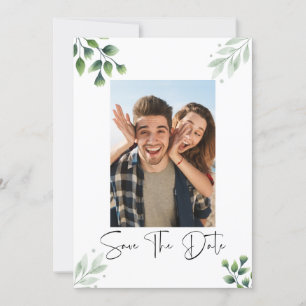 Grünes Foto Save the Date Einladung