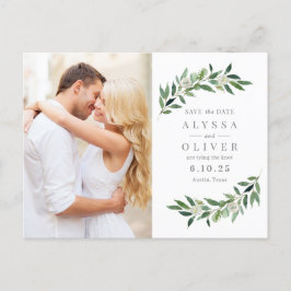 Grünes Foto Save the Date Postkarte