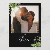 Grünes Foto Schwarz-Weiß-Tischnummer Dankeskarte (Rückseite)