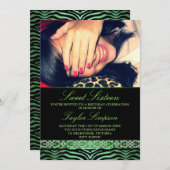 Grünes Foto Zebra Print Sweet16 Geburtstag einlade Einladung (Vorne/Hinten)