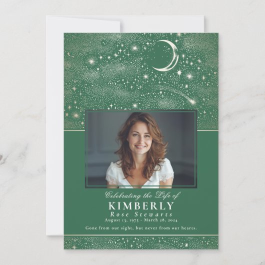 Grünes Foto zur Beerdigung des Lebens Einladung (Vorderseite)