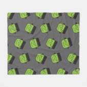 Grünes Frankenstein geht Muster Halloween voran Fleecedecke (Vorderseite (Horizontal))