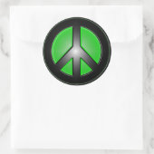 Grünes Friedenszeichen Runder Aufkleber (Tasche)