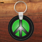 grünes Friedenszeichen Schlüsselanhänger (Vorderseite)