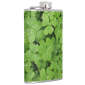 Grünes frisches Kleeblatt, glücklicher St. Patrick Flachmann (Rechts)