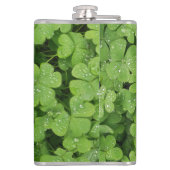 Grünes frisches Kleeblatt, glücklicher St. Patrick Flachmann (Rückseite)