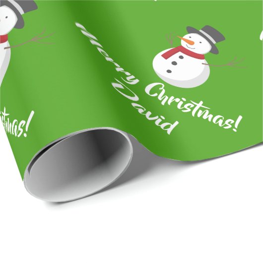Grünes frohe Weihnacht-Schneemann-Packpapier Geschenkpapier (Rolleneckpunkt)