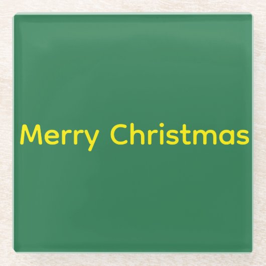 Grünes Frohe Weihnachten Glasuntersetzer (Vorderseite)