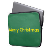 Grünes Frohe Weihnachten Laptopschutzhülle (Vorderseite Links)