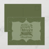 Grünes Frohe Weihnachten Skript Postkarte (Vorne/Hinten)