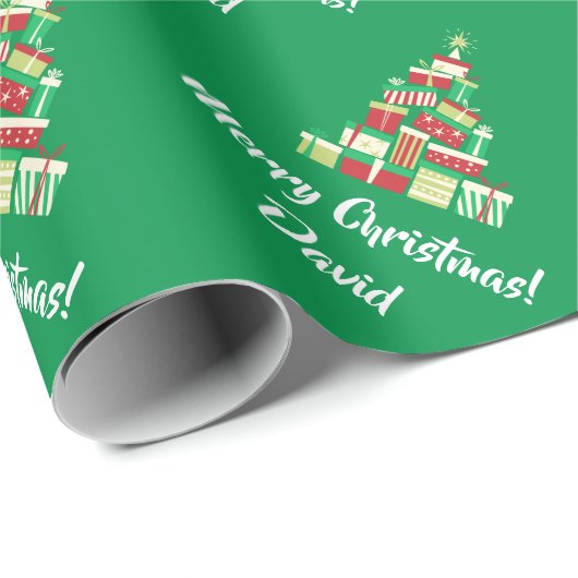 Grünes fröhliches Weihnachtsbaum-Packpapier Geschenkpapier (Rolleneckpunkt)